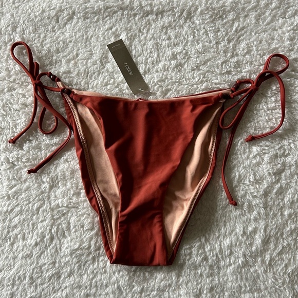 J. Crew Cheeky String Bikini Bottom Rust Orange With Beads Size Medium NWT - Picture 3 of 6